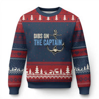 Funny Dibs On The Captain Ugly Christmas Sweater Boating Boat Lover Anchor - Wonder Print Shop