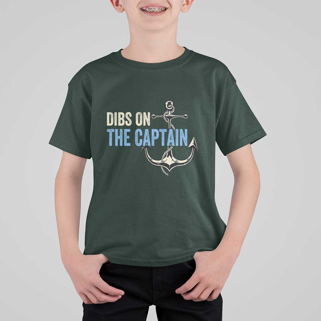 Funny Dibs On The Captain T Shirt For Kid Boating Boat Lover Anchor