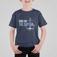 Funny Dibs On The Captain T Shirt For Kid Boating Boat Lover Anchor