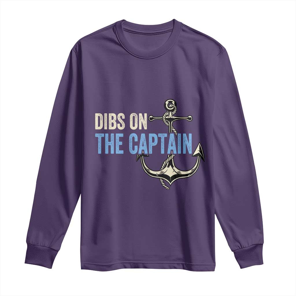 Funny Dibs On The Captain Long Sleeve Shirt Boating Boat Lover Anchor