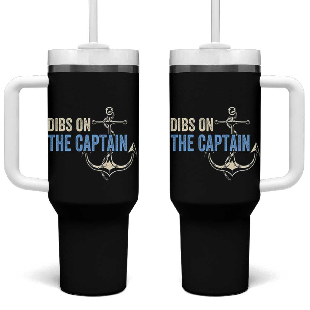 Funny Dibs On The Captain Tumbler With Handle Boating Boat Lover Anchor