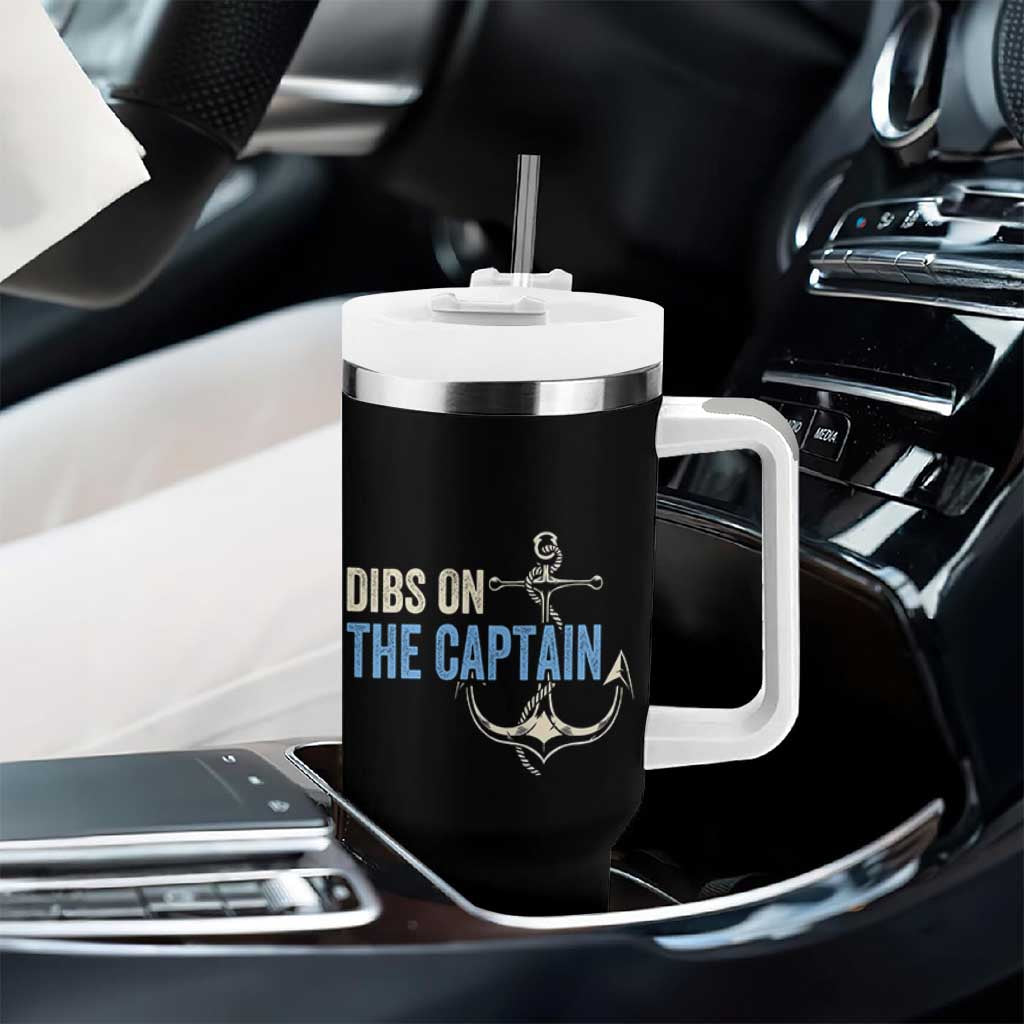 Funny Dibs On The Captain Tumbler With Handle Boating Boat Lover Anchor