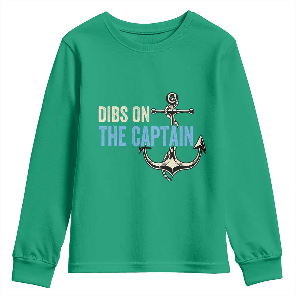 Funny Dibs On The Captain Youth Sweatshirt Boating Boat Lover Anchor