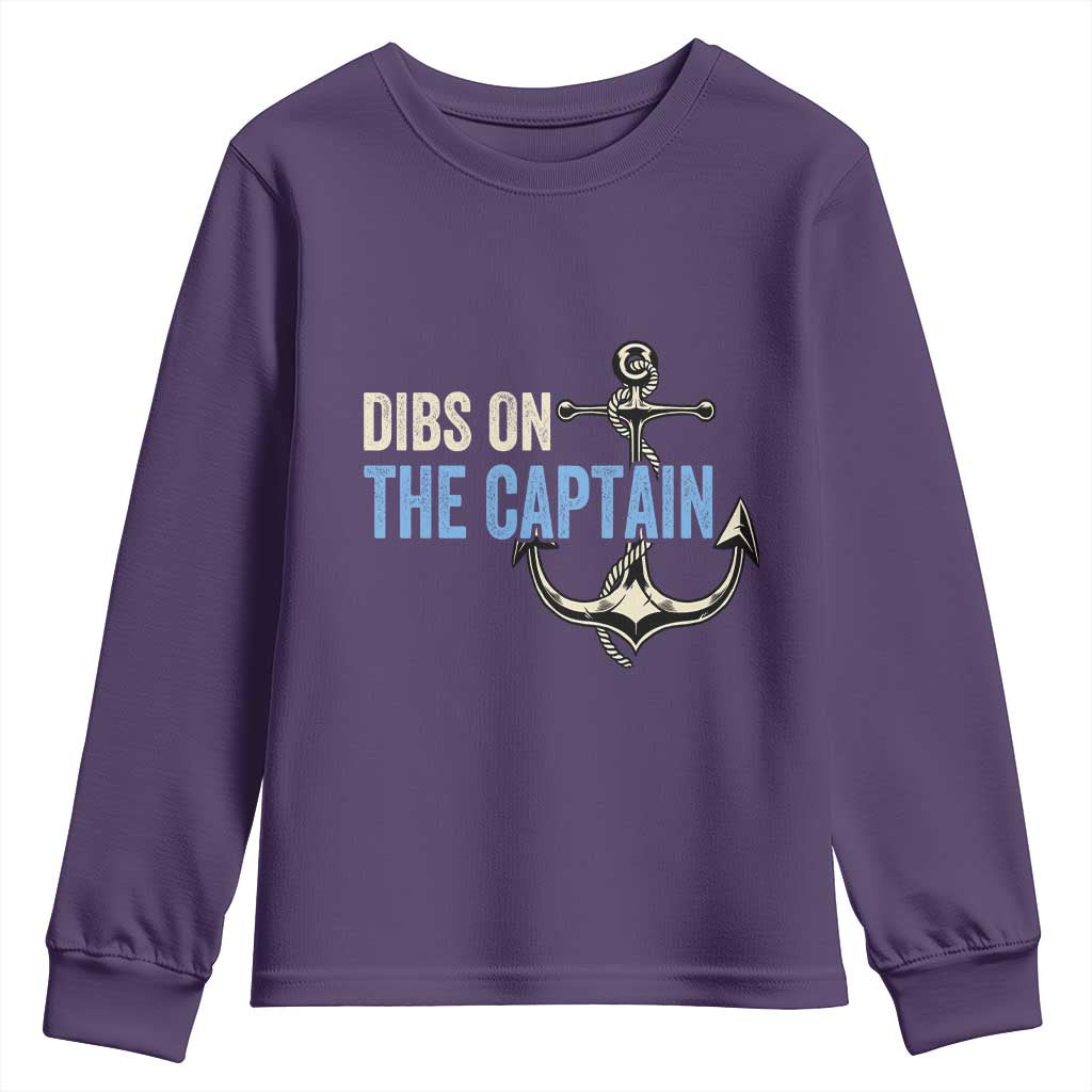 Funny Dibs On The Captain Youth Sweatshirt Boating Boat Lover Anchor