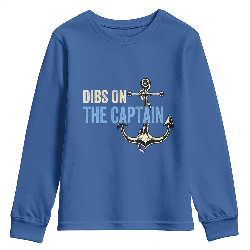 Funny Dibs On The Captain Youth Sweatshirt Boating Boat Lover Anchor