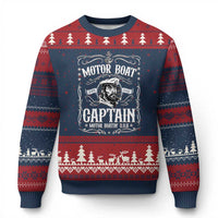 Funny Motor Boat Captain Ugly Christmas Sweater Pontoon Boating Motor Boatin Lake - Wonder Print Shop