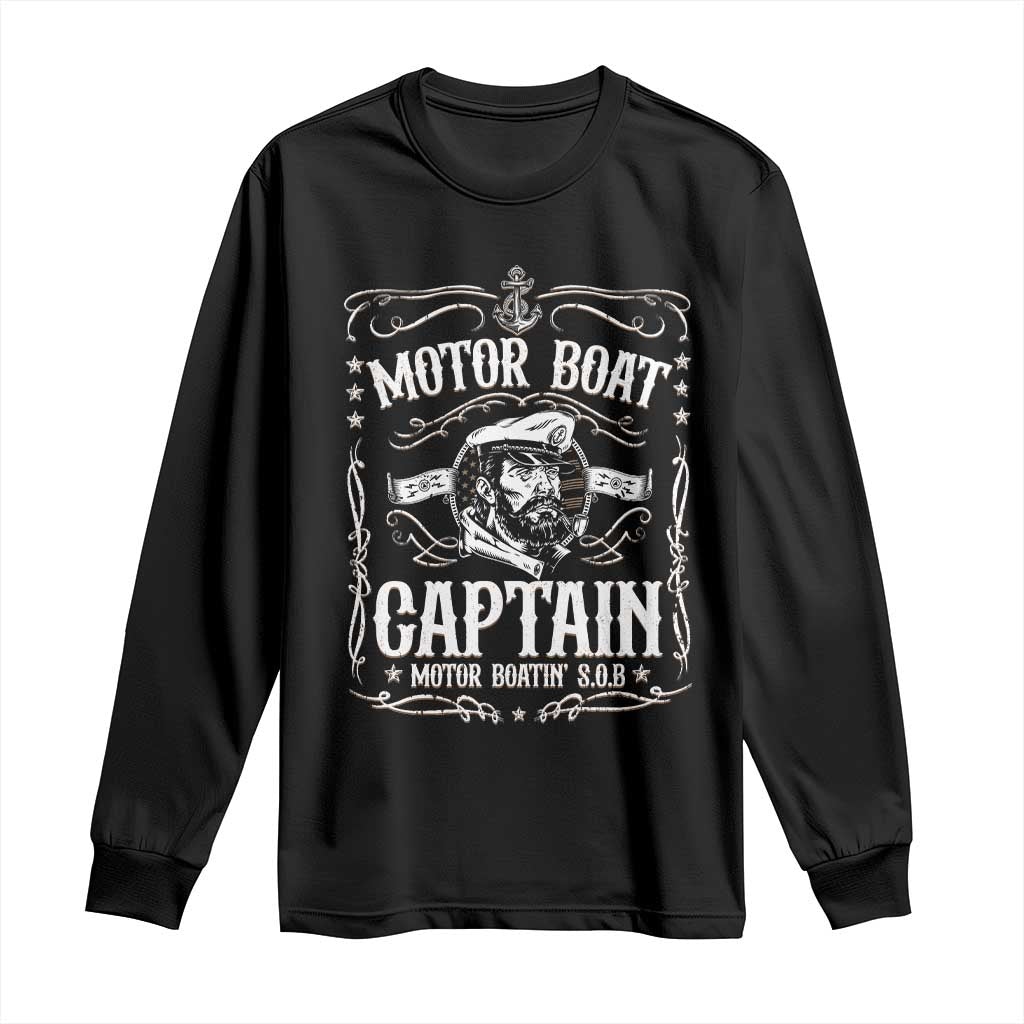 Funny Motor Boat Captain Long Sleeve Shirt Pontoon Boating Motor Boatin Lake