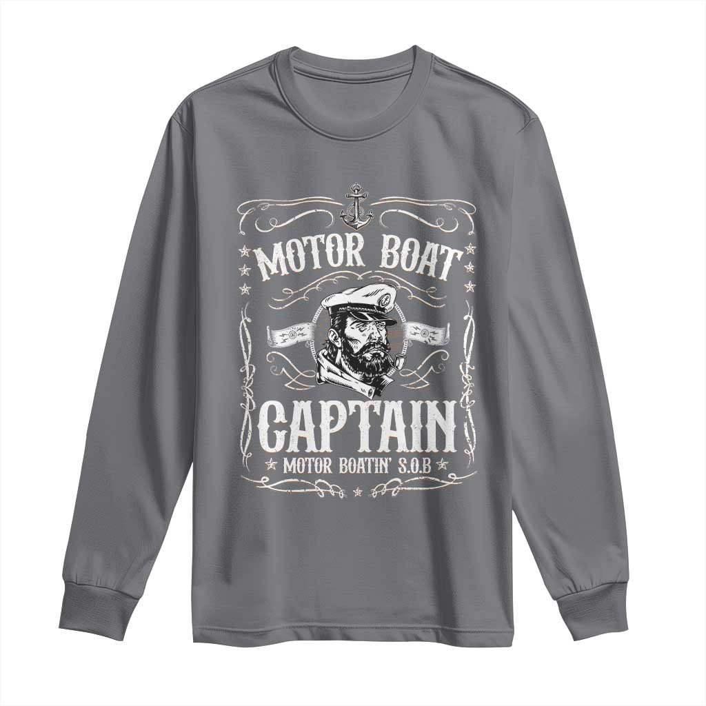Funny Motor Boat Captain Long Sleeve Shirt Pontoon Boating Motor Boatin Lake