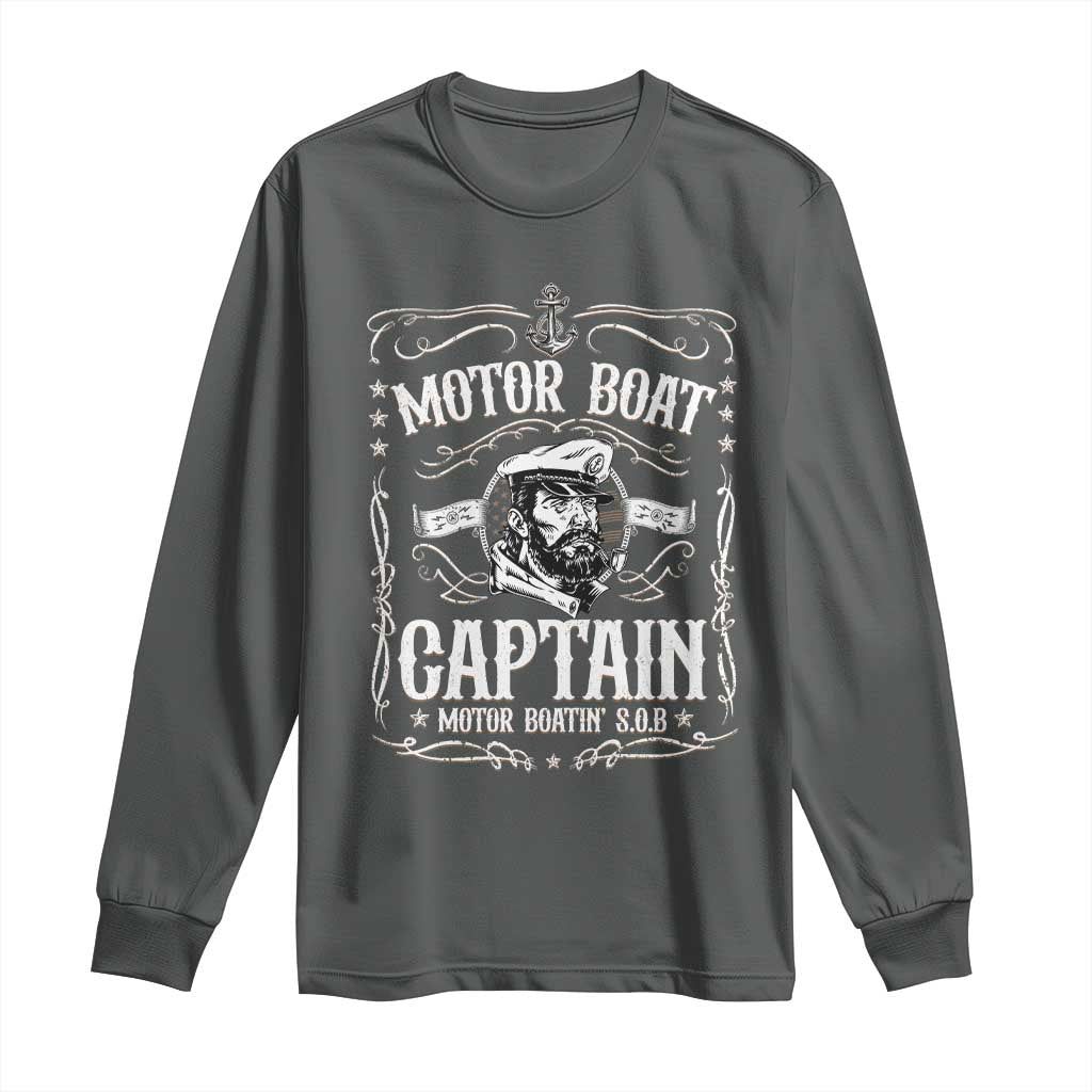 Funny Motor Boat Captain Long Sleeve Shirt Pontoon Boating Motor Boatin Lake