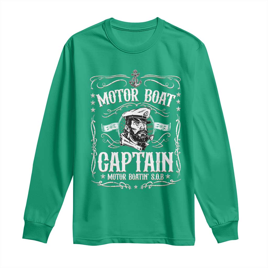 Funny Motor Boat Captain Long Sleeve Shirt Pontoon Boating Motor Boatin Lake