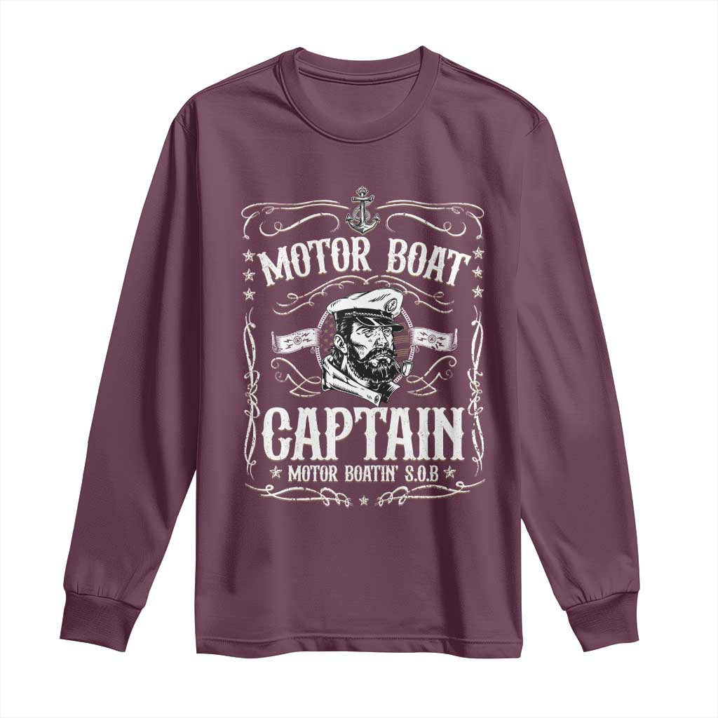 Funny Motor Boat Captain Long Sleeve Shirt Pontoon Boating Motor Boatin Lake