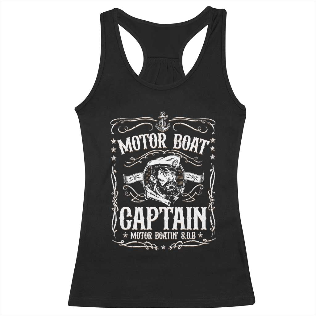 Funny Motor Boat Captain Racerback Tank Top Pontoon Boating Motor Boatin Lake