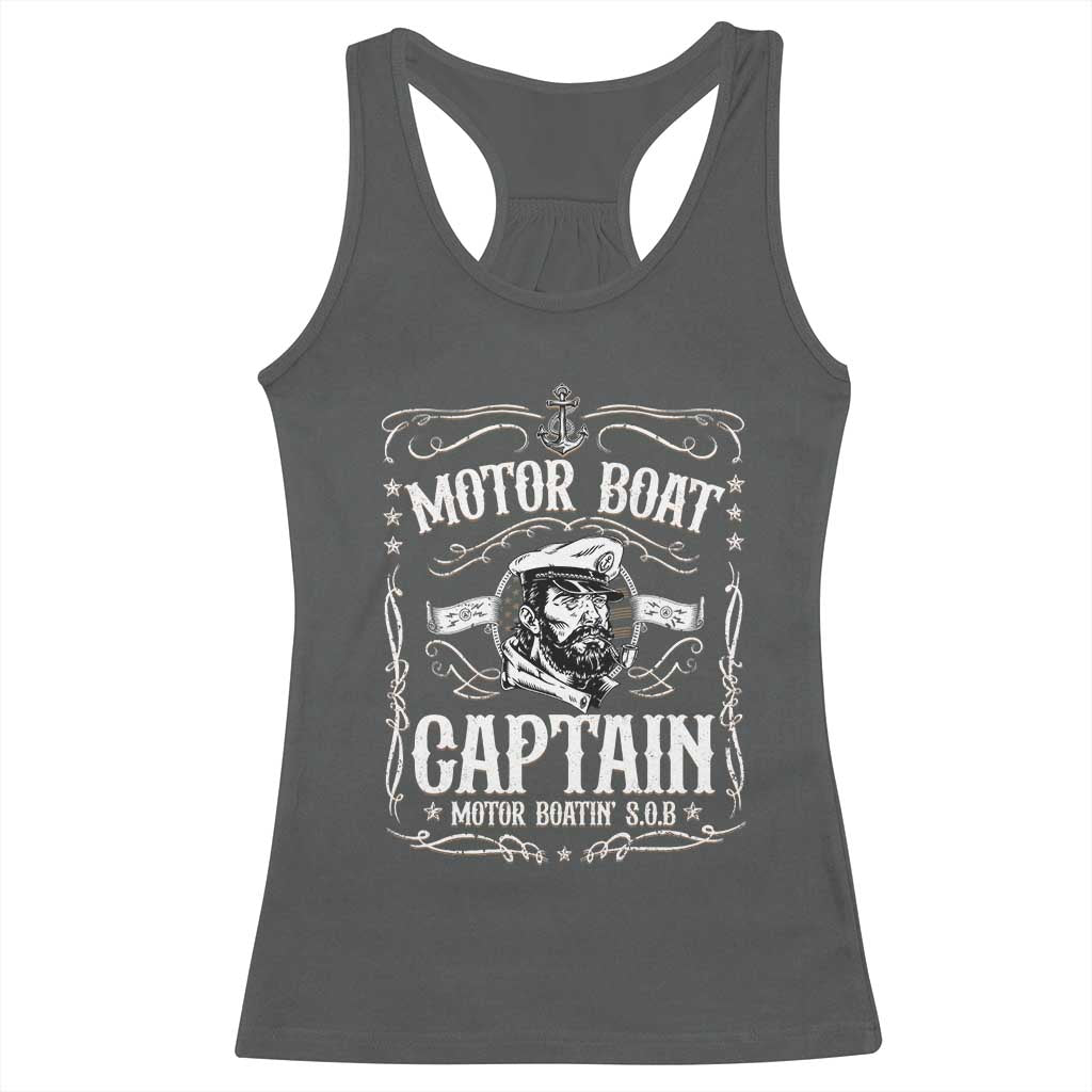 Funny Motor Boat Captain Racerback Tank Top Pontoon Boating Motor Boatin Lake