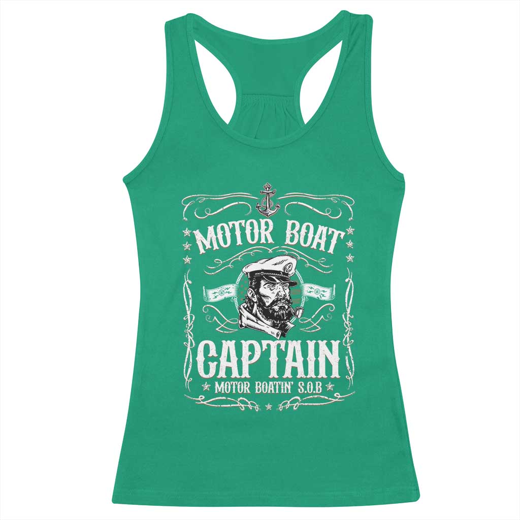 Funny Motor Boat Captain Racerback Tank Top Pontoon Boating Motor Boatin Lake