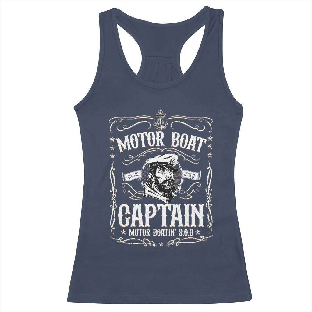 Funny Motor Boat Captain Racerback Tank Top Pontoon Boating Motor Boatin Lake