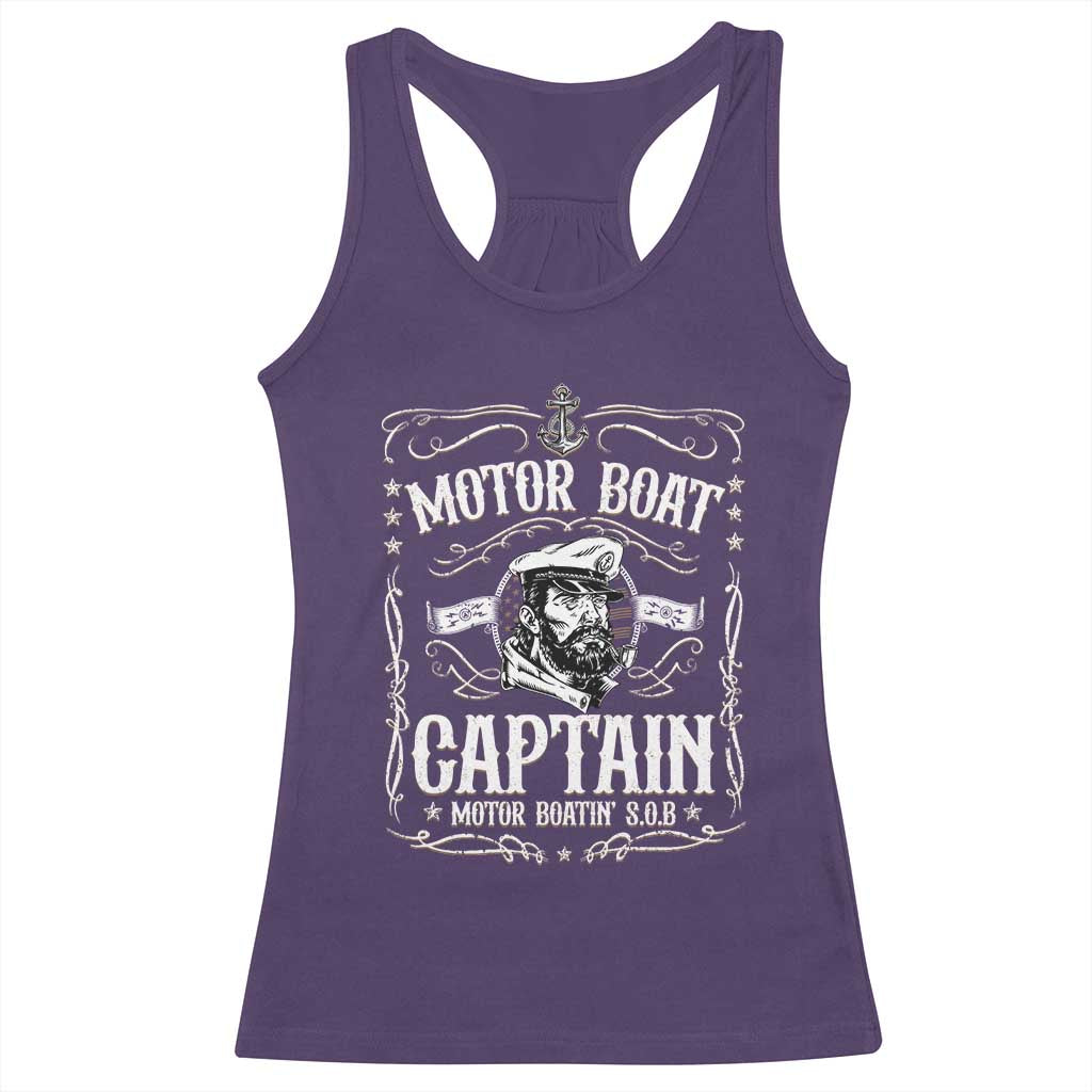 Funny Motor Boat Captain Racerback Tank Top Pontoon Boating Motor Boatin Lake