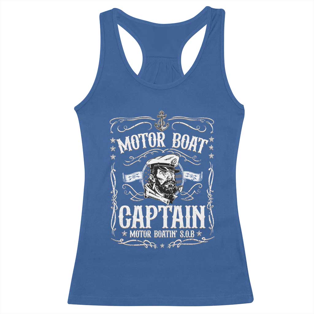 Funny Motor Boat Captain Racerback Tank Top Pontoon Boating Motor Boatin Lake