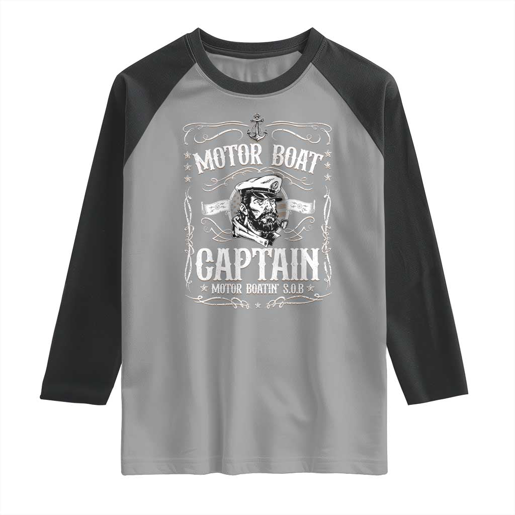 Funny Motor Boat Captain Raglan Shirt Pontoon Boating Motor Boatin Lake