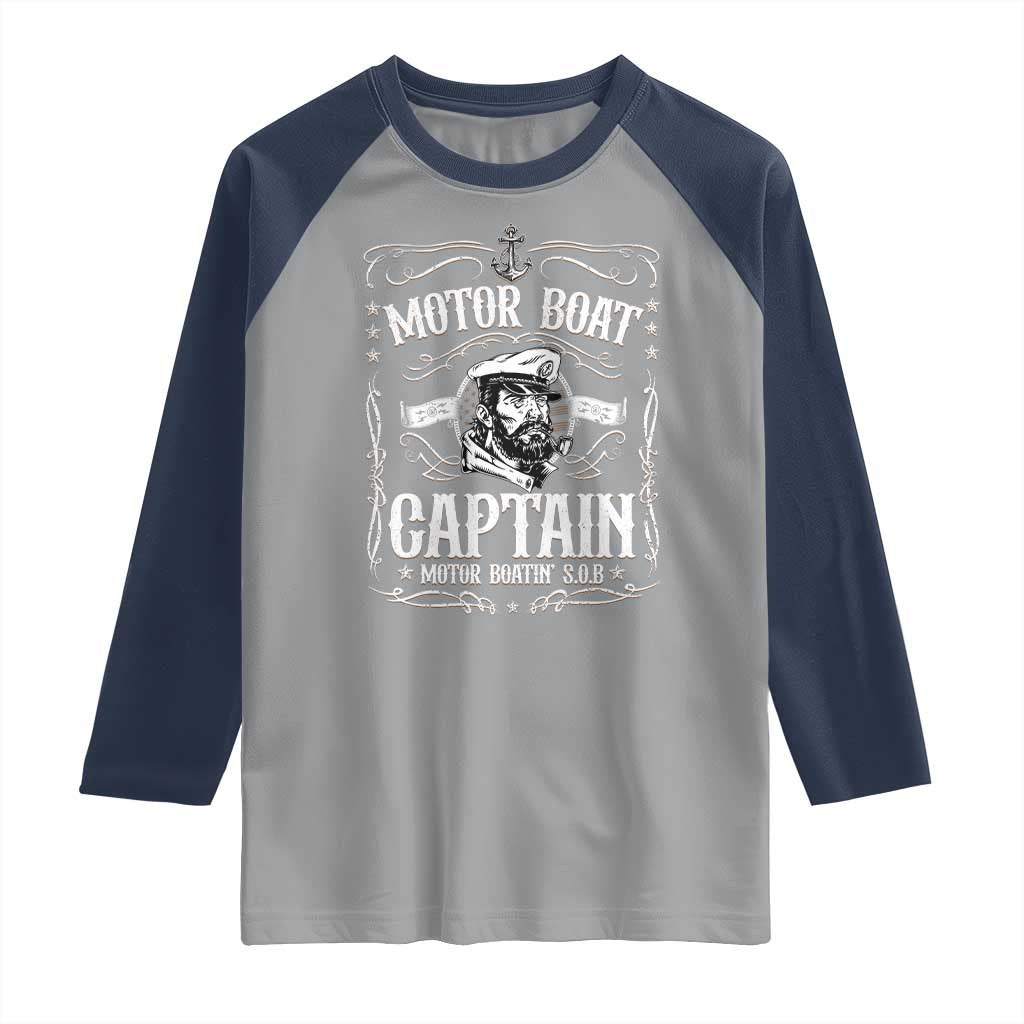 Funny Motor Boat Captain Raglan Shirt Pontoon Boating Motor Boatin Lake