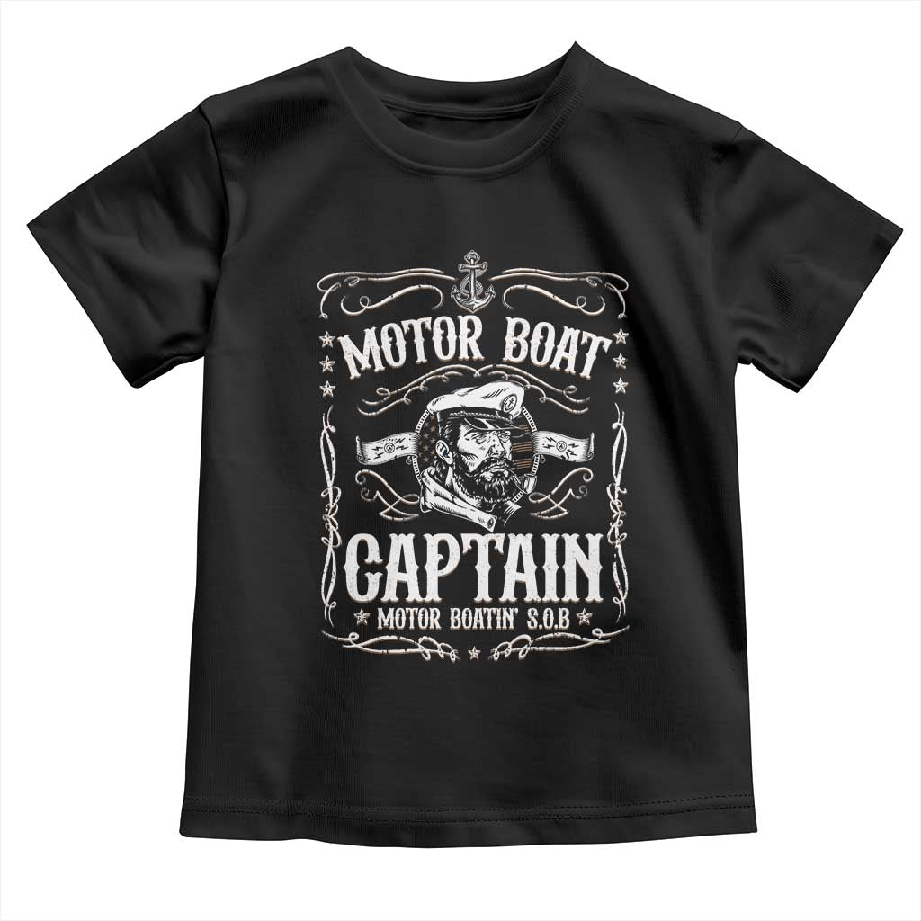 Funny Motor Boat Captain Toddler T Shirt Pontoon Boating Motor Boatin Lake