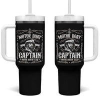 Funny Motor Boat Captain Tumbler With Handle Pontoon Boating Motor Boatin Lake