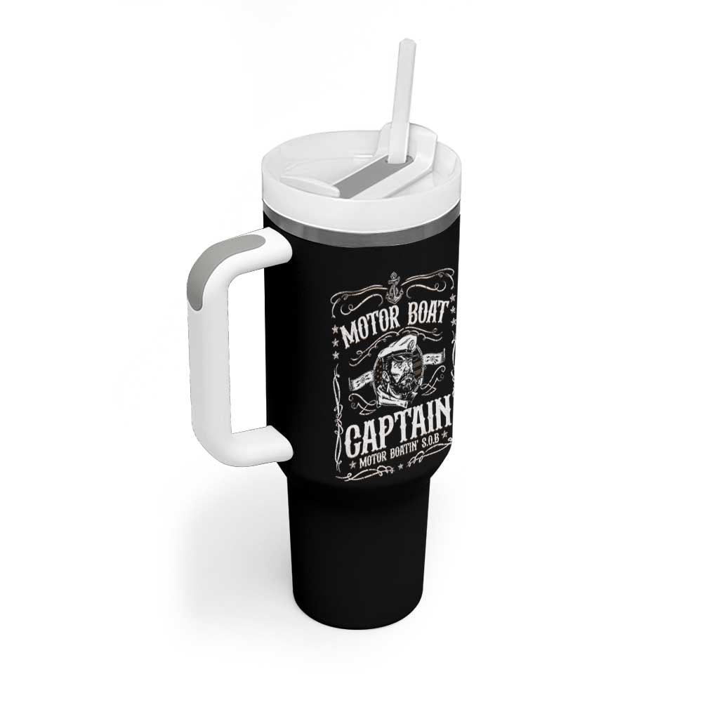 Funny Motor Boat Captain Tumbler With Handle Pontoon Boating Motor Boatin Lake