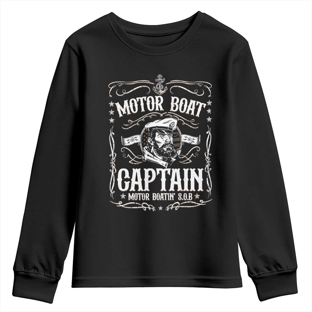 Funny Motor Boat Captain Youth Sweatshirt Pontoon Boating Motor Boatin Lake