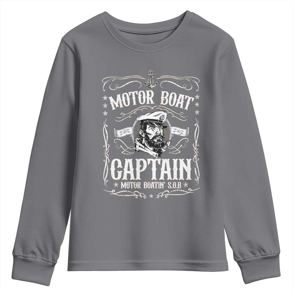 Funny Motor Boat Captain Youth Sweatshirt Pontoon Boating Motor Boatin Lake