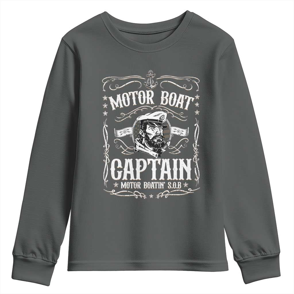 Funny Motor Boat Captain Youth Sweatshirt Pontoon Boating Motor Boatin Lake