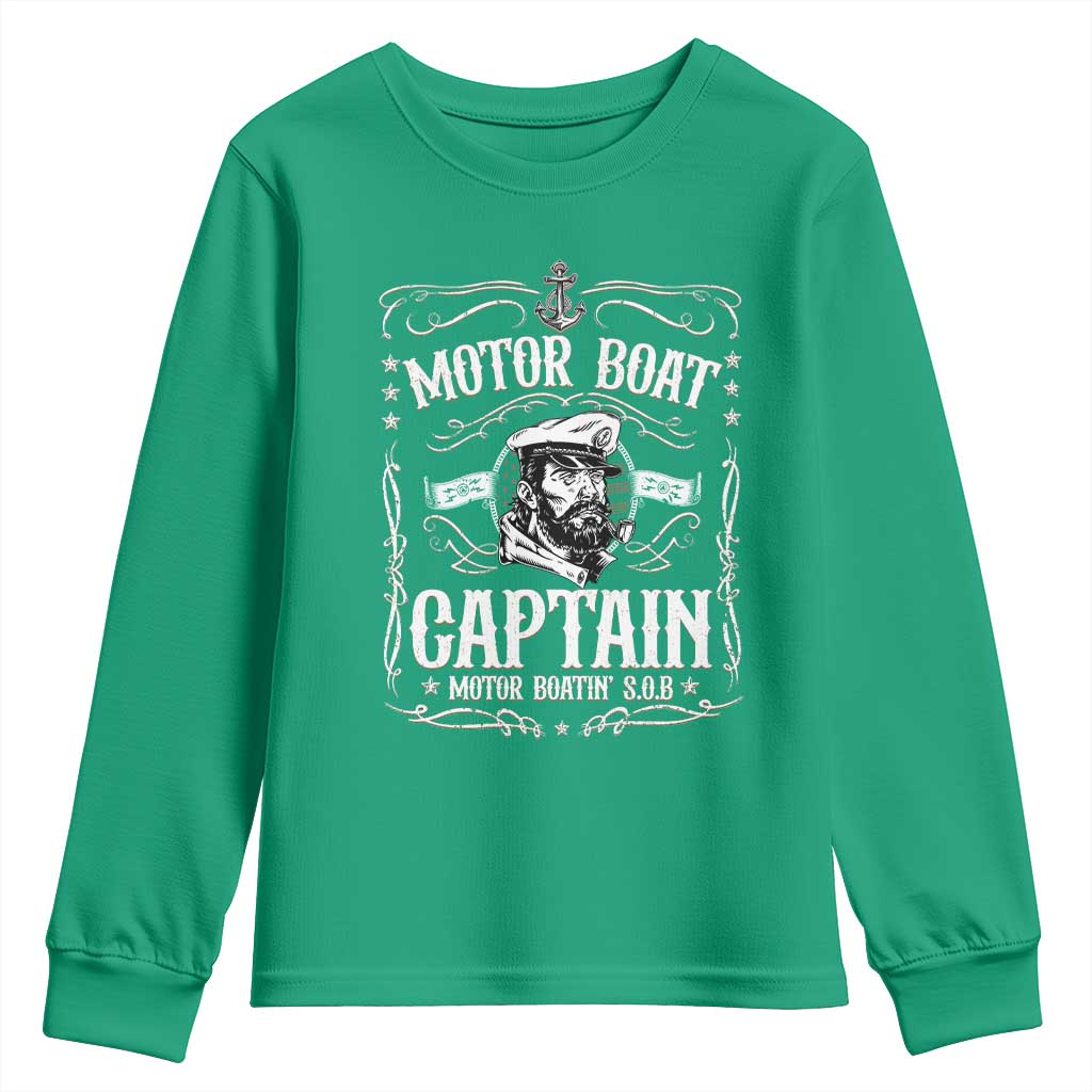 Funny Motor Boat Captain Youth Sweatshirt Pontoon Boating Motor Boatin Lake