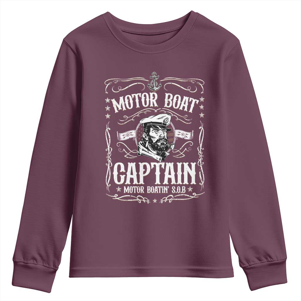 Funny Motor Boat Captain Youth Sweatshirt Pontoon Boating Motor Boatin Lake