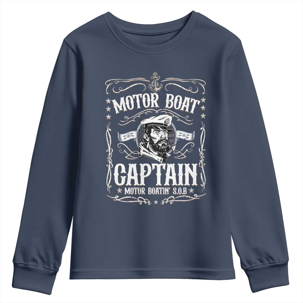 Funny Motor Boat Captain Youth Sweatshirt Pontoon Boating Motor Boatin Lake