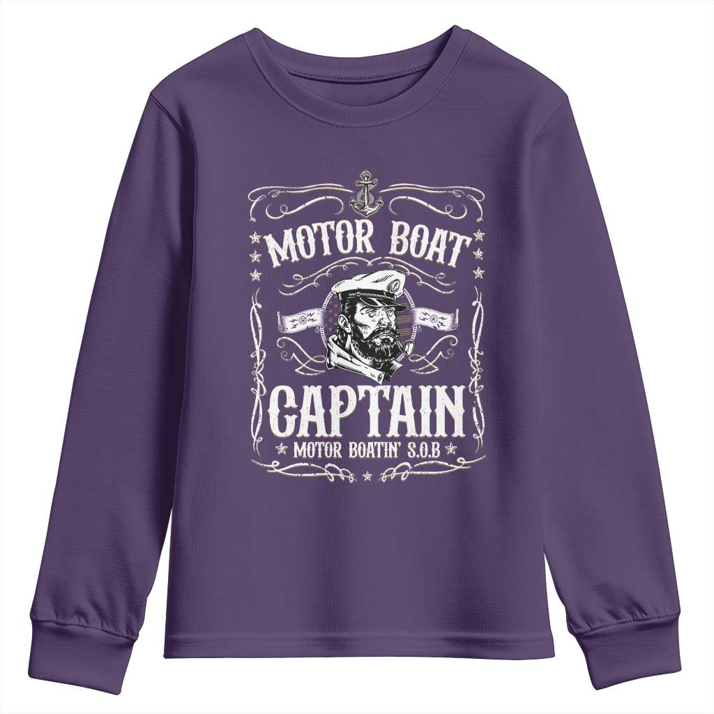 Funny Motor Boat Captain Youth Sweatshirt Pontoon Boating Motor Boatin Lake