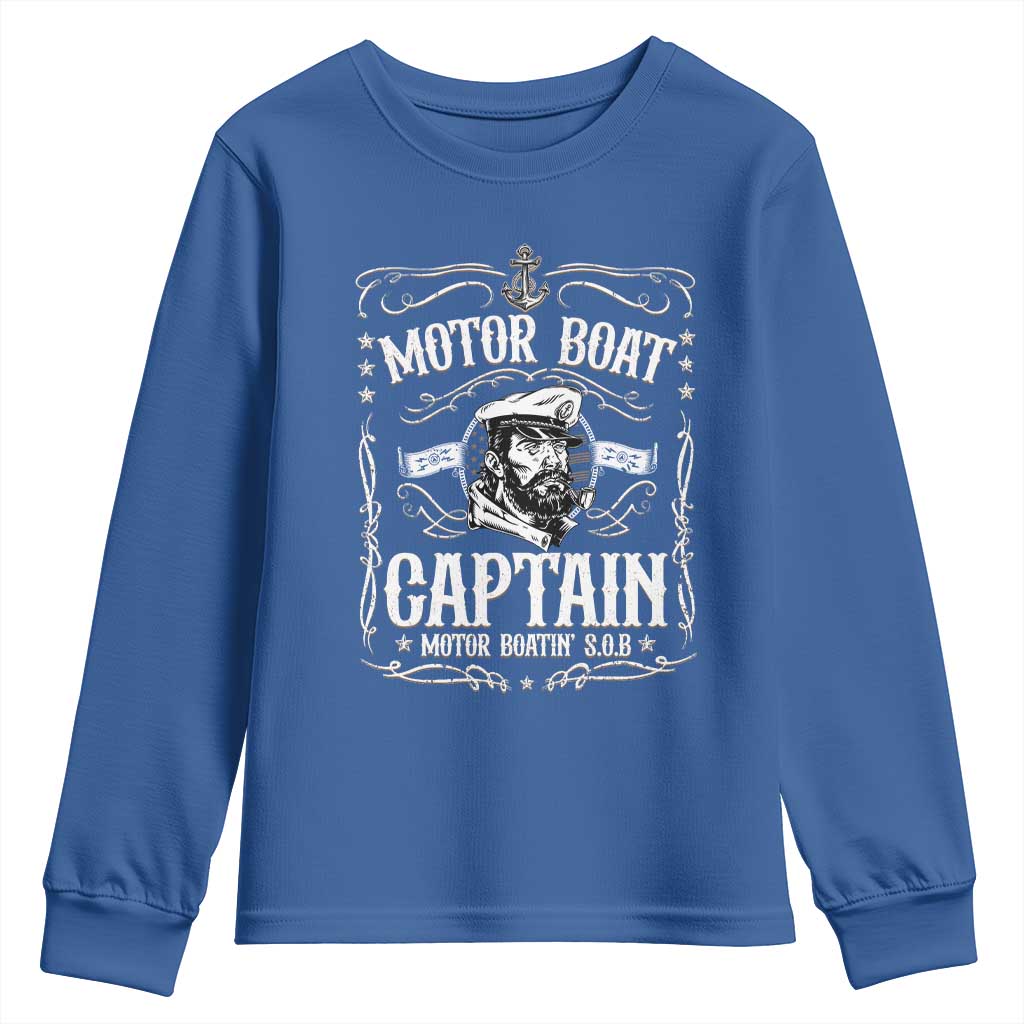 Funny Motor Boat Captain Youth Sweatshirt Pontoon Boating Motor Boatin Lake