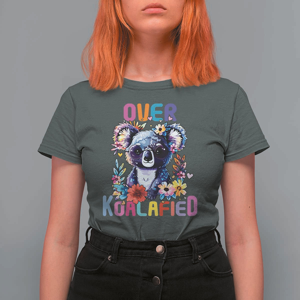 Funny Koala T Shirt For Women Over Koalafied Cute Colorful Bear - Wonder Print Shop