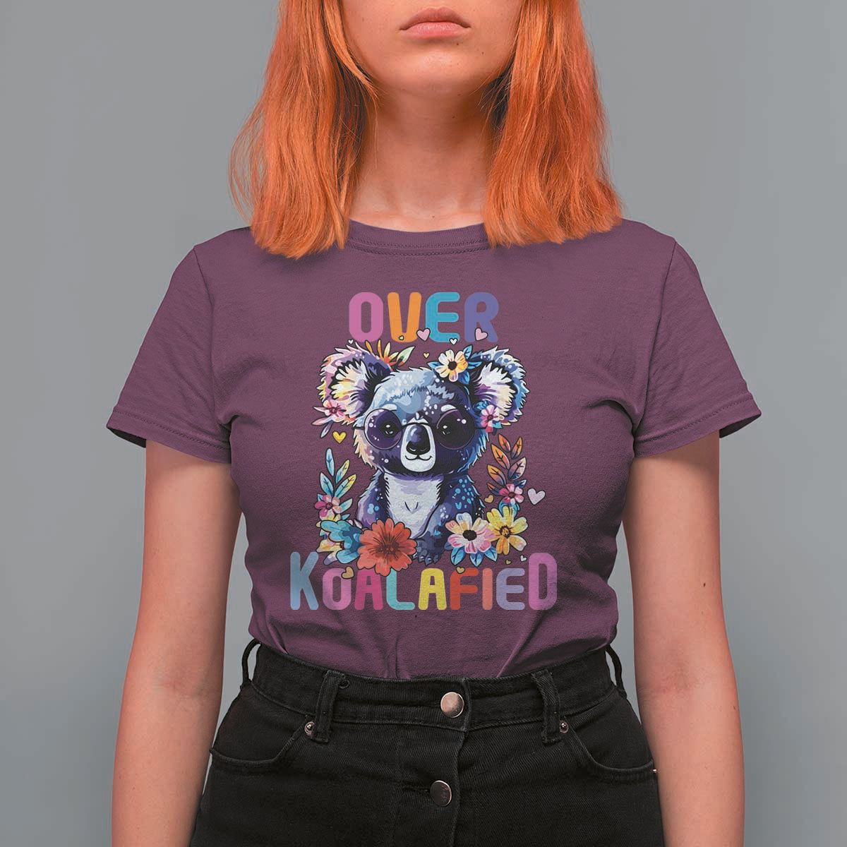 Funny Koala T Shirt For Women Over Koalafied Cute Colorful Bear - Wonder Print Shop