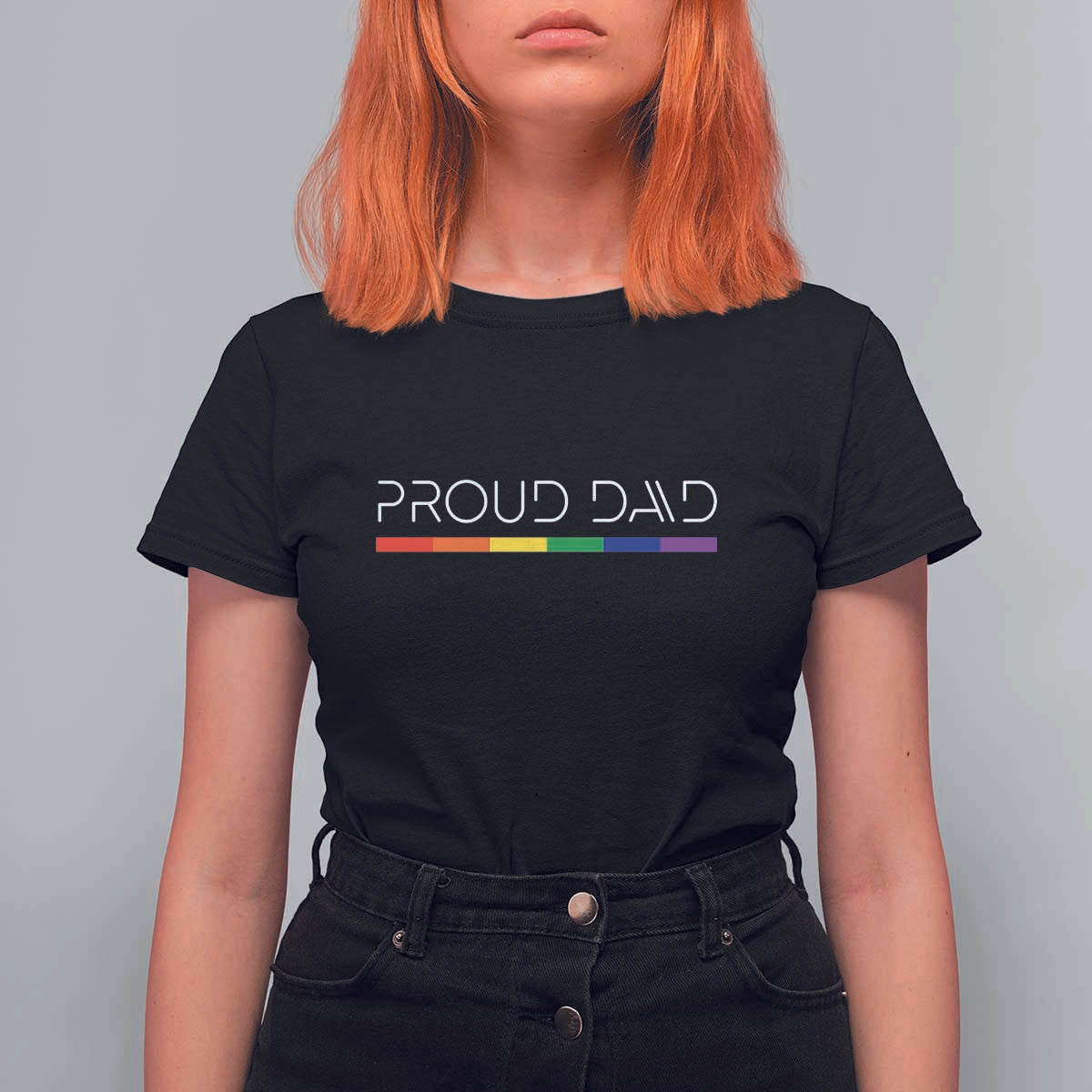 LGBTQ Gay Pride T Shirt For Women Proud Dad Father's Day LGBT Flag - Wonder Print Shop