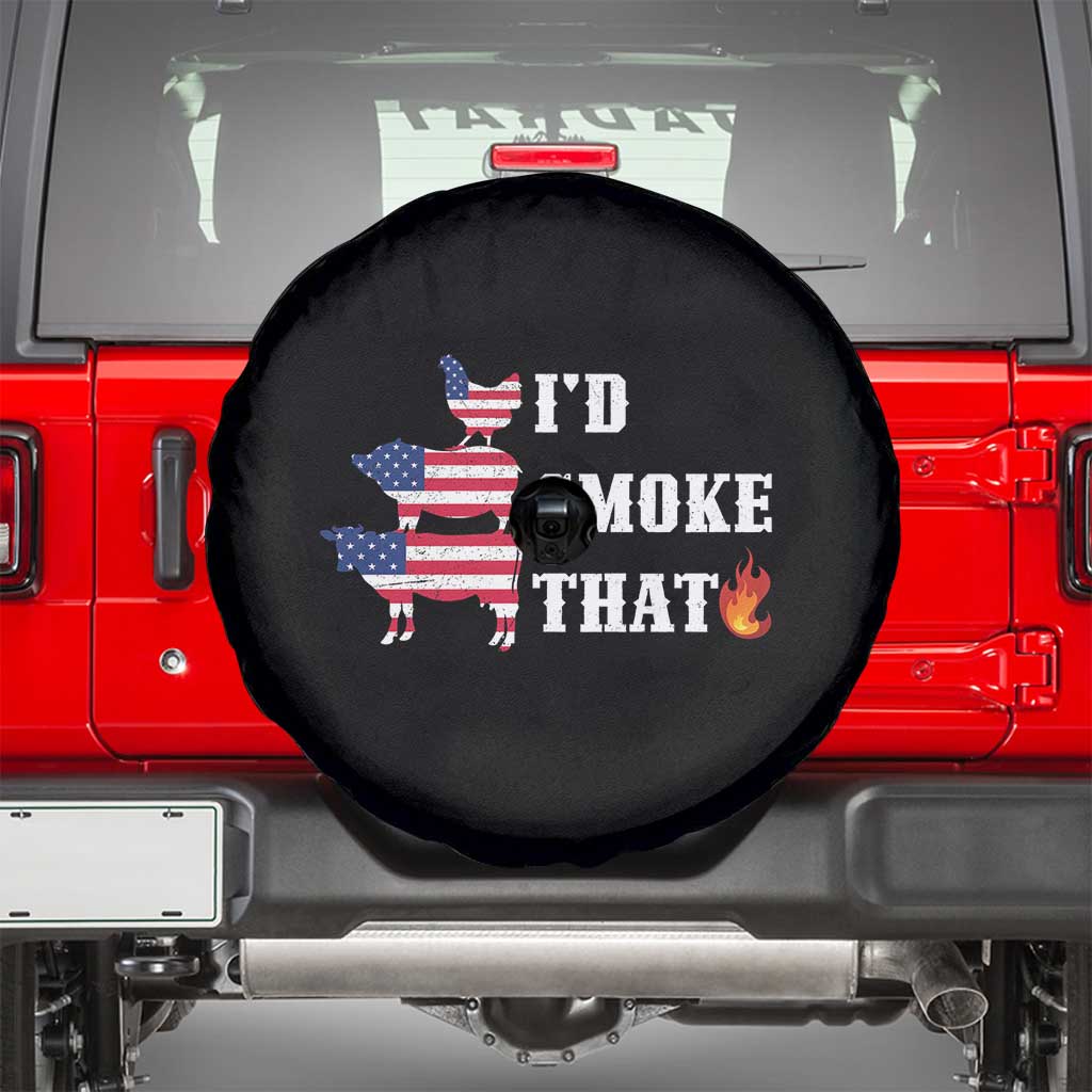 4th Of July BBQ Spare Tire Cover I'd Smoke That Barbecue Cook Pitmaster Grill Chef