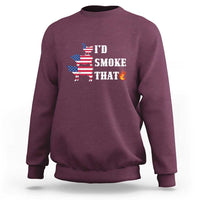 4th Of July BBQ Sweatshirt I'd Smoke That Barbecue Cook Pitmaster Grill Chef - Wonder Print Shop