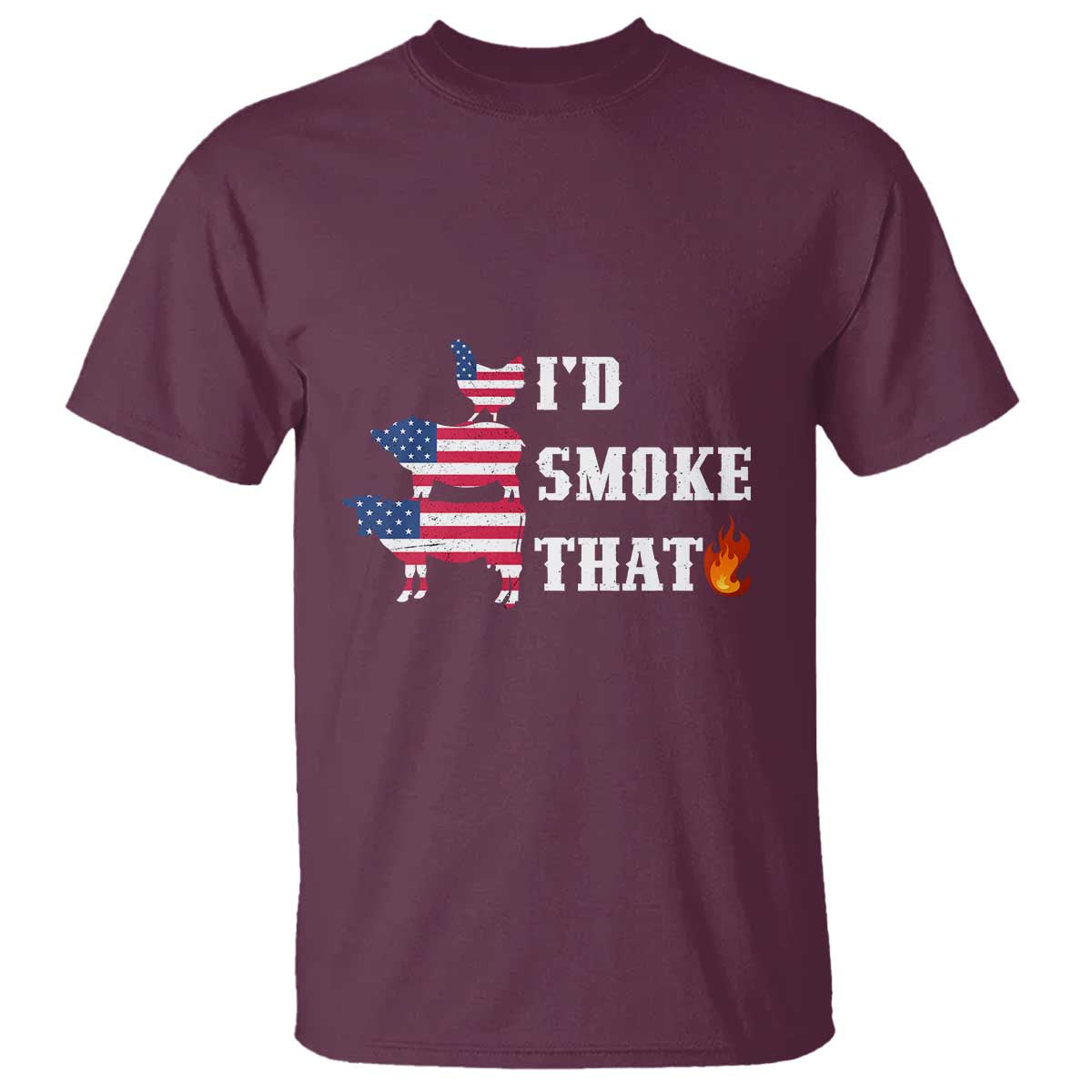 4th Of July BBQ T Shirt I'd Smoke That Barbecue Cook Pitmaster Grill Chef - Wonder Print Shop