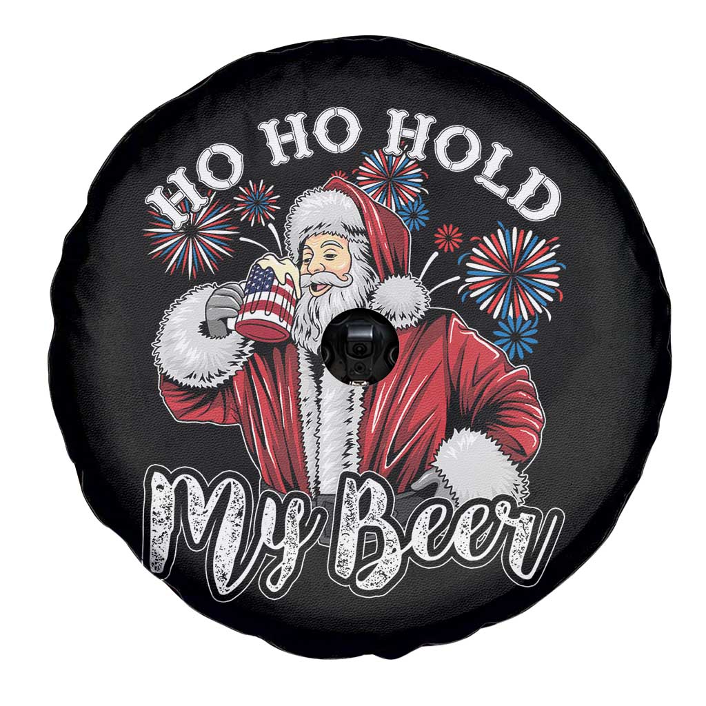 Christmas In July Spare Tire Cover Ho Ho Hold My Beer Summer Santa USA Flag 4th Of July
