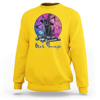Cat Lover Sweatshirt Black Meowgic Pentagram Witchcraft Magic - Wonder Print Shop