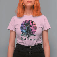 Cat Lover T Shirt For Women Black Meowgic Pentagram Witchcraft Magic - Wonder Print Shop