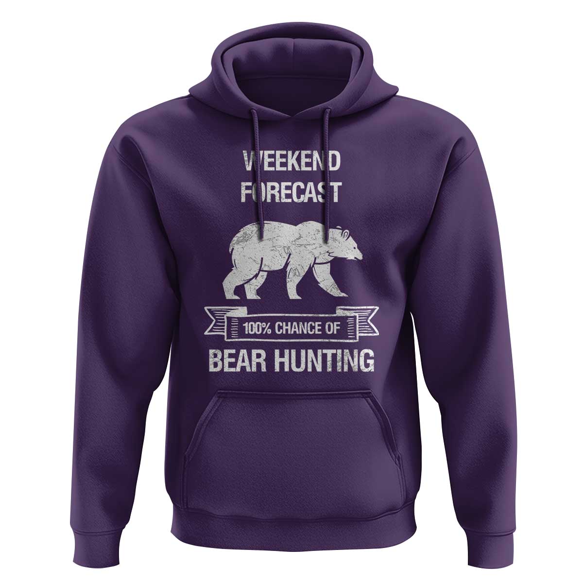 Funny Bear Hunting Hoodie Weekend Forecast 100% Chance Of Bear Hunter - Wonder Print Shop