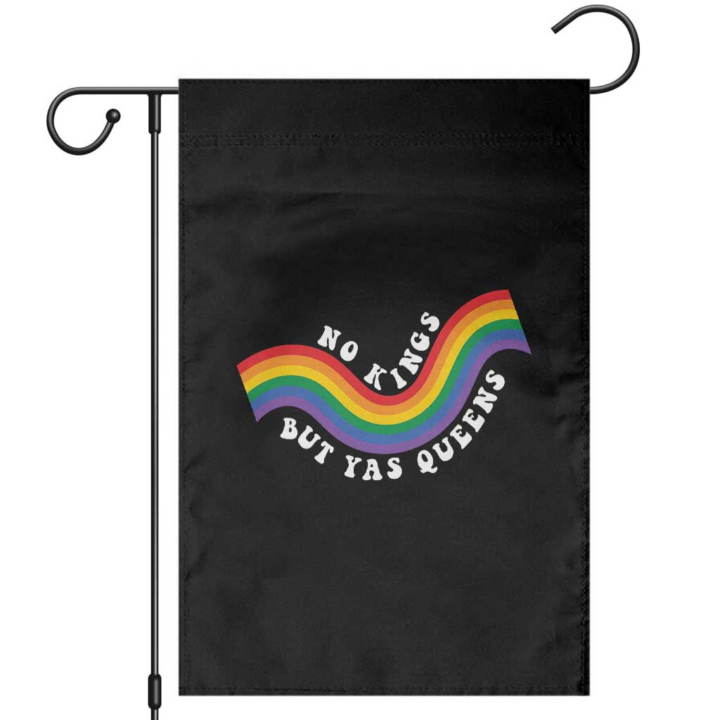 No Kings But Yas Queens LGBTQ Pride Retro Rainbow Garden Flag