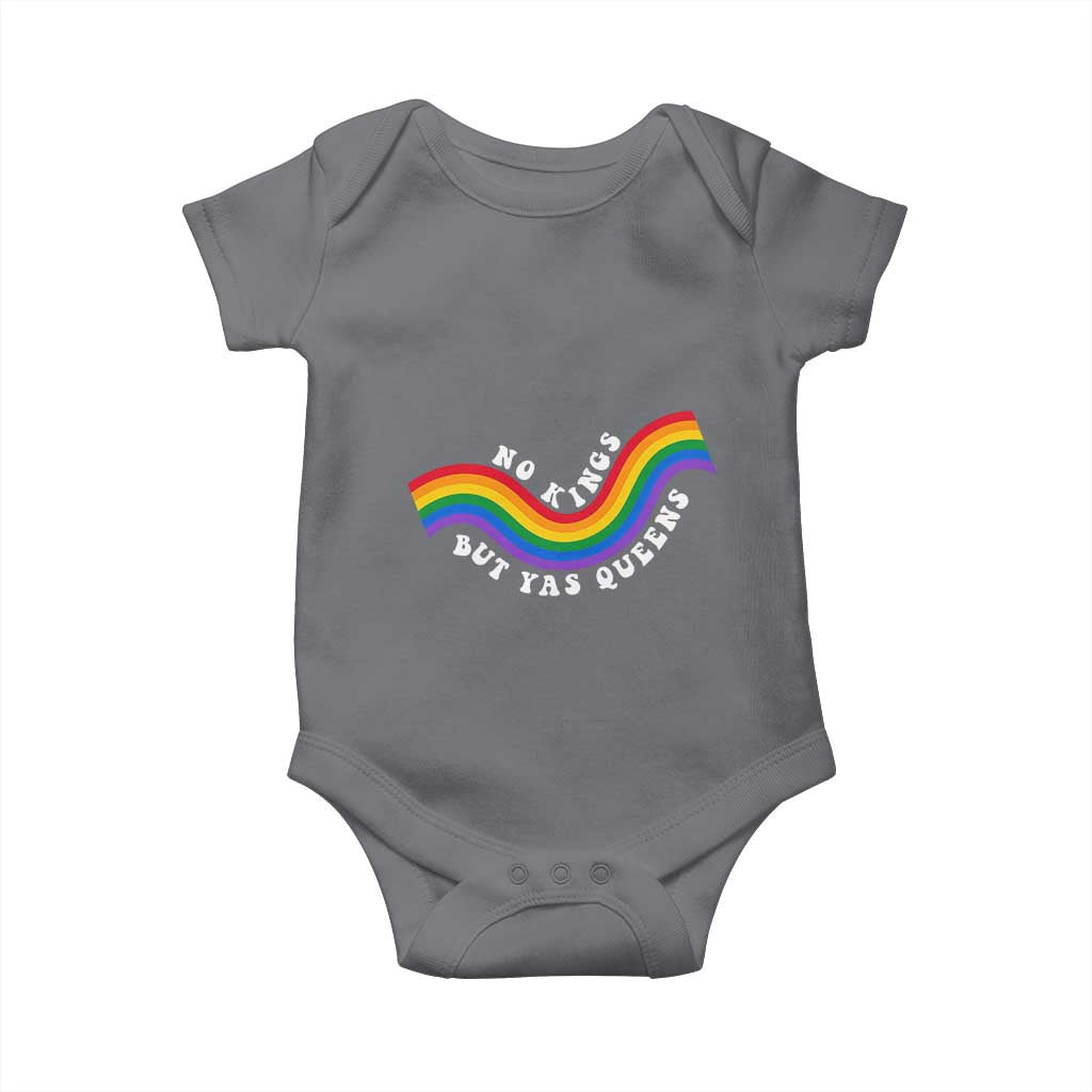 No Kings But Yas Queens LGBTQ Pride Retro Rainbow Baby Onesie