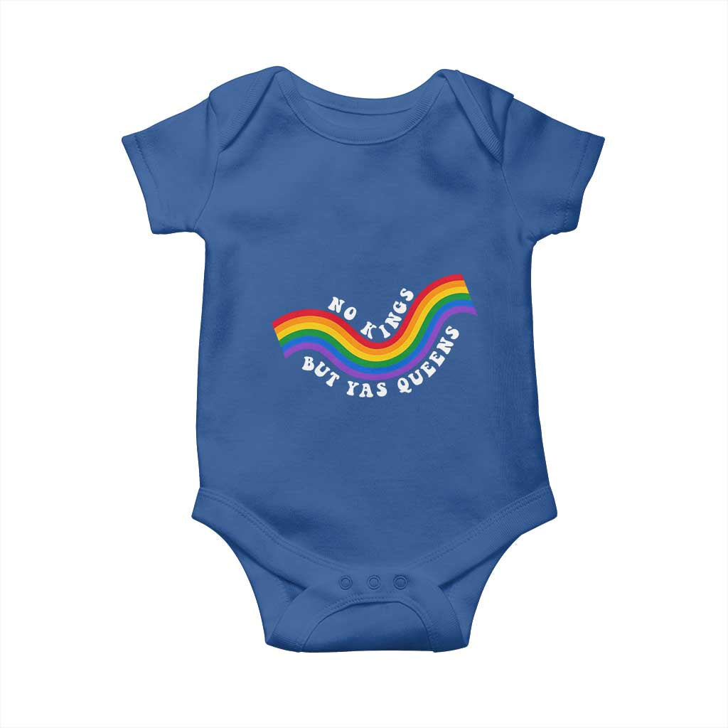 No Kings But Yas Queens LGBTQ Pride Retro Rainbow Baby Onesie