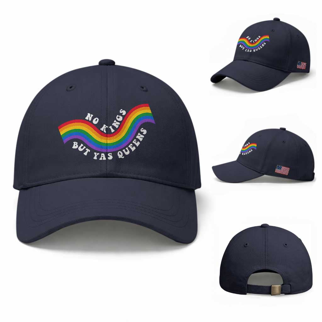 No Kings But Yas Queens LGBTQ Pride Retro Rainbow Baseball Cap