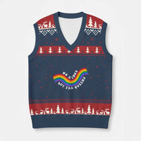 No Kings But Yas Queens LGBTQ Pride Retro Rainbow V-Neck Knit Sweater Vest