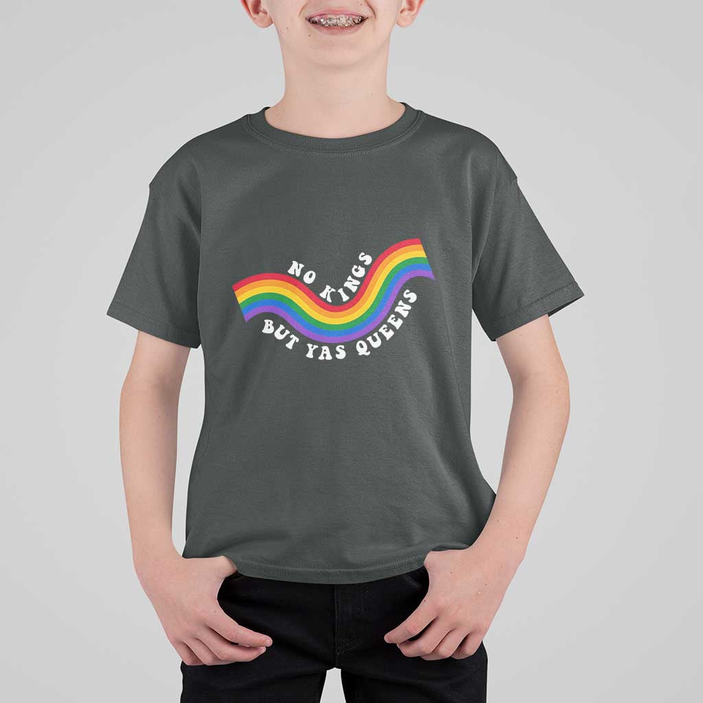 No Kings But Yas Queens LGBTQ Pride Retro Rainbow T Shirt For Kid